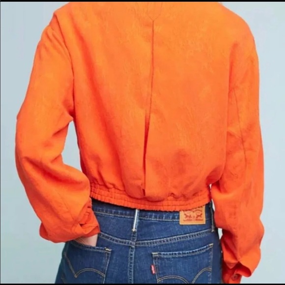 Anthropologie Cartonnier Eisenhower Orange Jacquard Bomber Jacket 
Sz XS - Picture 3 of 12